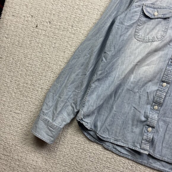 American Eagle Men Size L Denim Long Sleeve Jean Button Up Shirt Western Cowboy - Picture 2 of 13